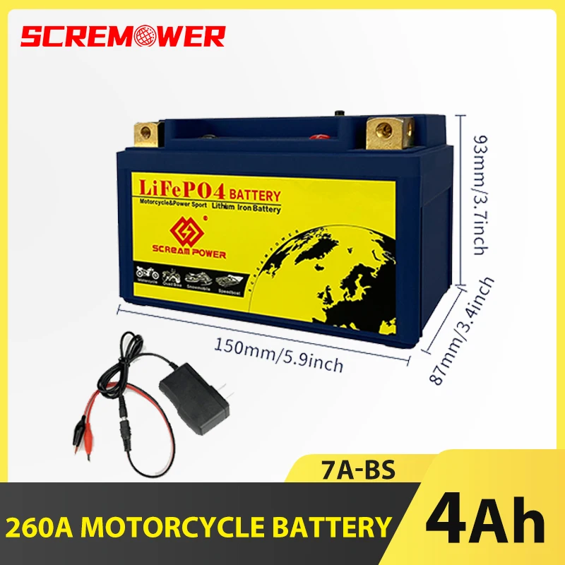 Lithium Motorcycle Battery 7A-BS LiFePO4 Engine Start Battery 12V 4AH 260A With Smart Battery Management System 3000+ Life Cycle
Lithium Motorcycle Battery 7A-BS LiFePO4 Engine Start Battery 12V 4AH 260A With Smart Battery Management System 3000+ Life Cycle