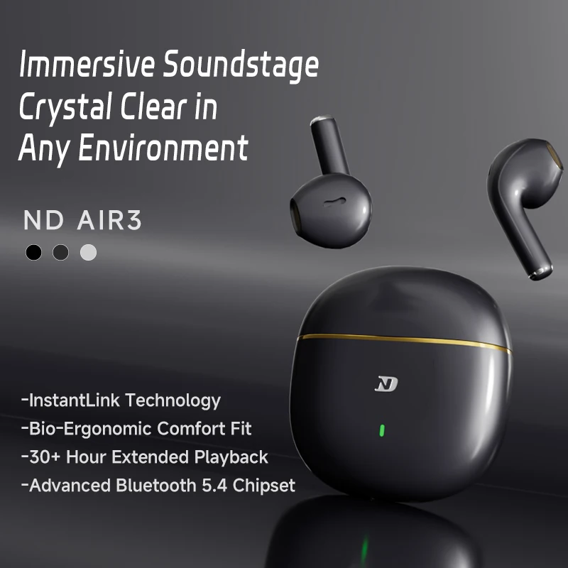 ND Air3 Bluetooth-наушники Bluetooth 5,4 игровая гарнитура HyperBass 3,0, акустическое усиление, Hi-Fi стерео наушники с шумоподавлением
ND Air3 Bluetooth-наушники Bluetooth 5,4 игровая гарнитура HyperBass 3,0, акустическое усиление, Hi-Fi стерео наушники с шумоподавлением