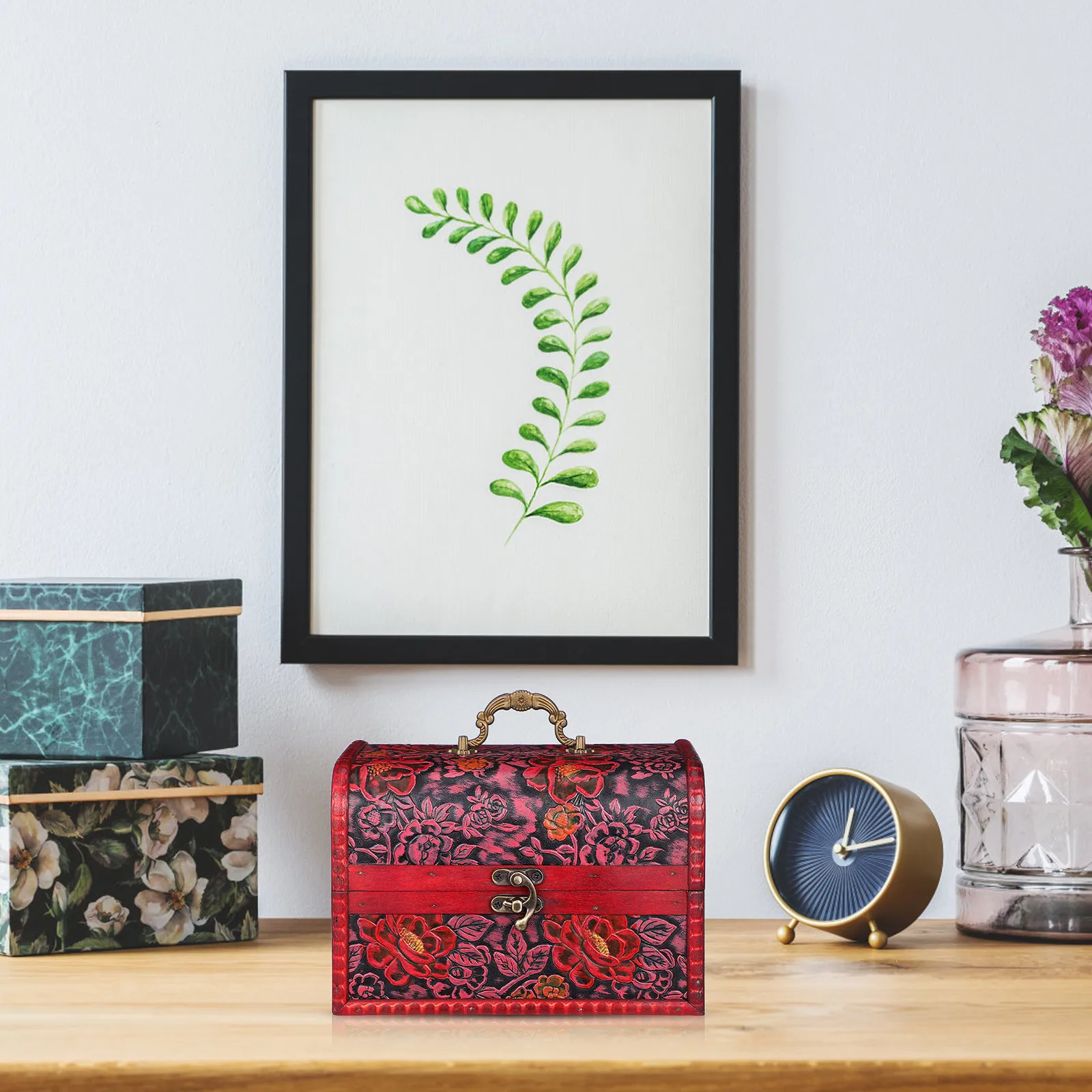Retro Wooden Jewelry Box Vintage Treasure Chest with Embossed Flower Design for Earrings Rings Necklaces Bracelets Brooches
Retro Wooden Jewelry Box Vintage Treasure Chest with Embossed Flower Design for Earrings Rings Necklaces Bracelets Brooches