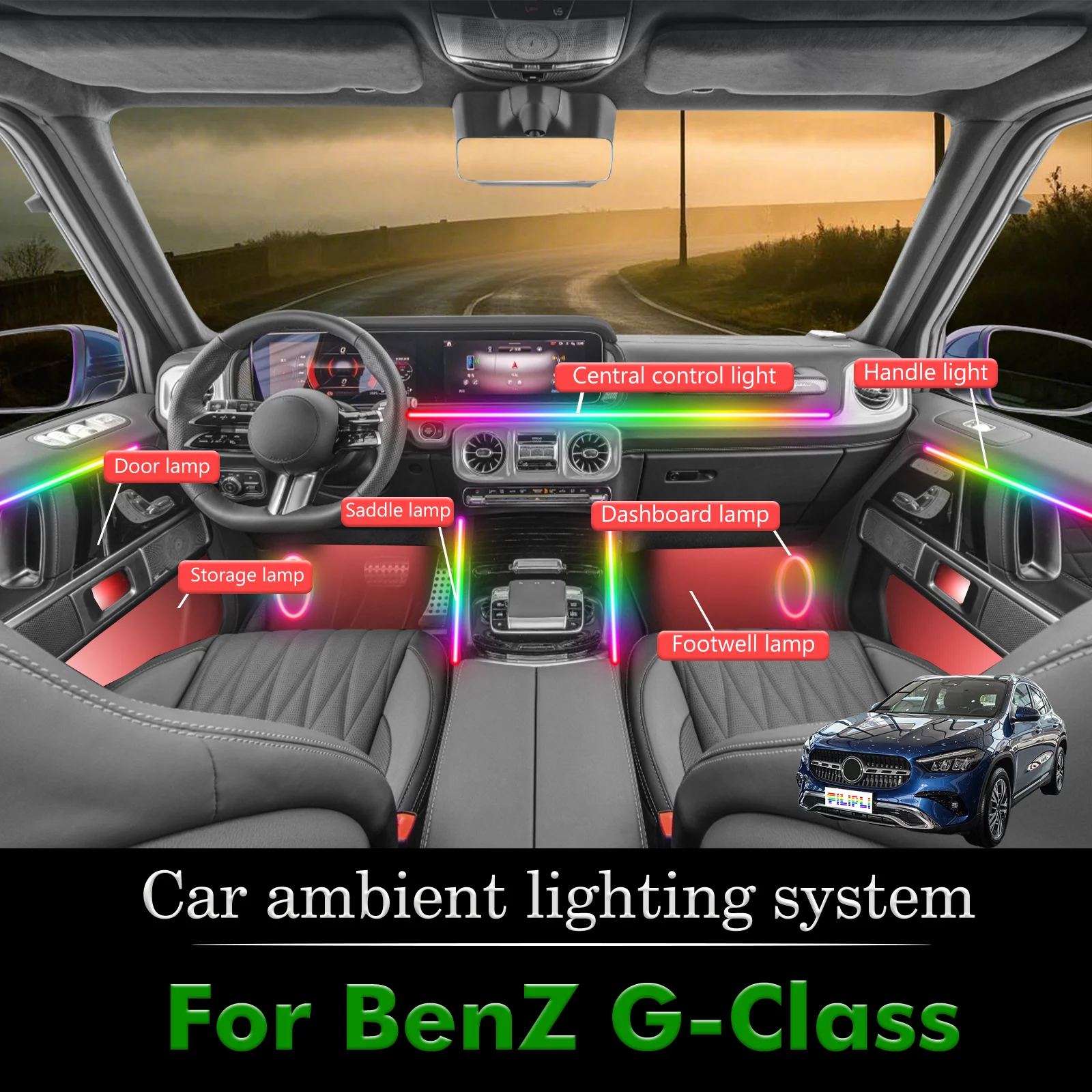 For BenZ G-Class RGB 64 Colors LED Car Interior Ambient Light Smart Remote Control Rainbow Acrylic Strip Set
For BenZ G-Class RGB 64 Colors LED Car Interior Ambient Light Smart Remote Control Rainbow Acrylic Strip Set