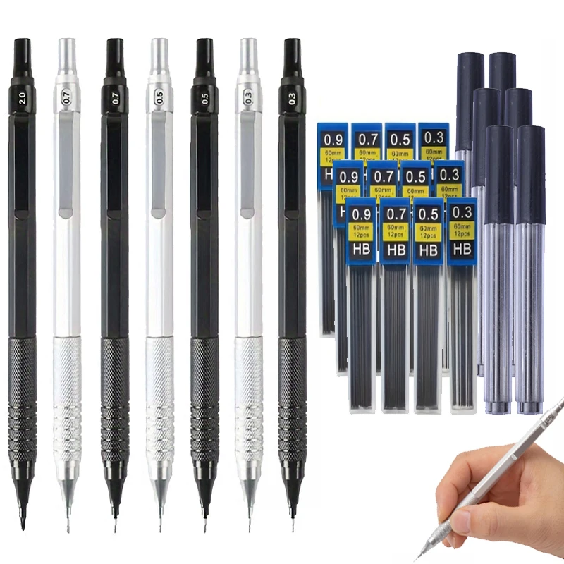 Low Center of Gravity Metal Mechanical Pencil Set 0.3-2.0mm Lead Refill Automatic Pencil Art Sketch Painting Writing Stationery
Low Center of Gravity Metal Mechanical Pencil Set 0.3-2.0mm Lead Refill Automatic Pencil Art Sketch Painting Writing Stationery