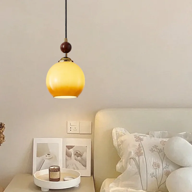 French style LED Glass Pendant Light Walnut Wood Home Decoration Hanging Lamp Bedroom Bedside Light Restaurant Lampara techo
French style LED Glass Pendant Light Walnut Wood Home Decoration Hanging Lamp Bedroom Bedside Light Restaurant Lampara techo