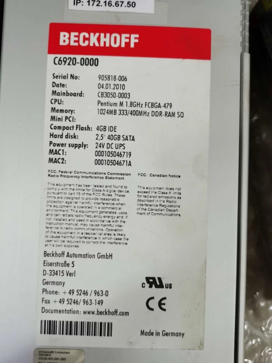 Промышленный компьютер BECKHOFF Beckhoff C6920-0000 Оригинальное место
Промышленный компьютер BECKHOFF Beckhoff C6920-0000 Оригинальное место