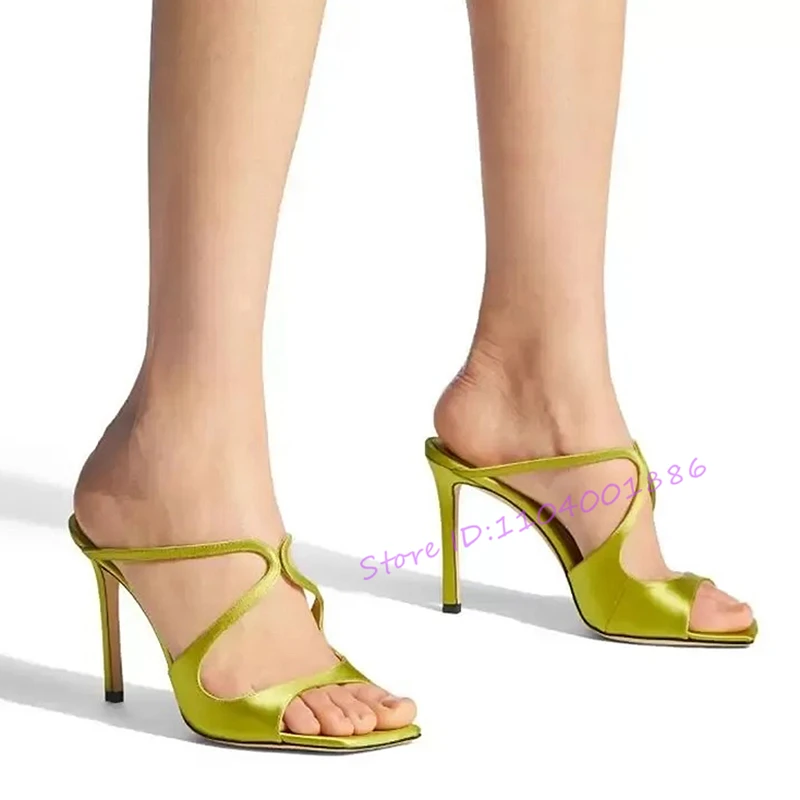 Green Satin Square Toe Women Sandals Brand Design Cross Strap High Heels Sexy Lady Stiletto Slippers Summer Party Runway Shoes
Green Satin Square Toe Women Sandals Brand Design Cross Strap High Heels Sexy Lady Stiletto Slippers Summer Party Runway Shoes