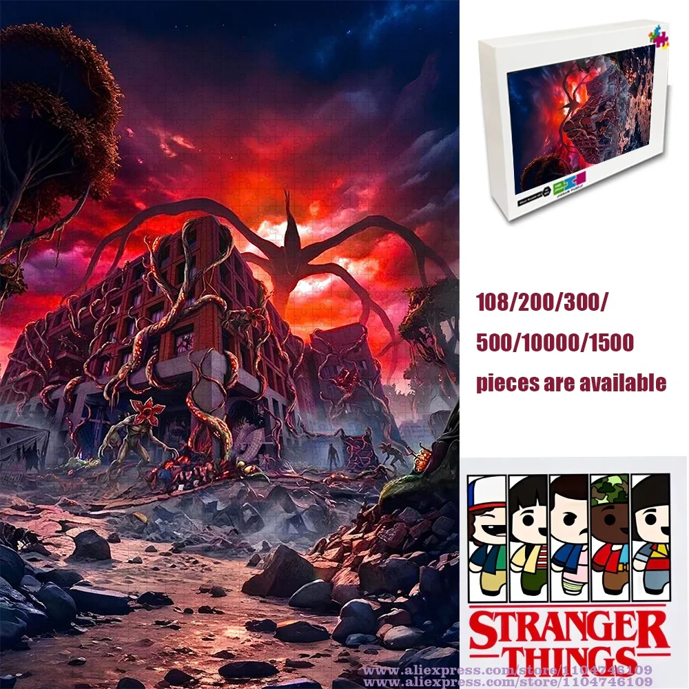 Пазлы «Очень странные дела» с изображением демогоргонов, 108/200/300/500/1000/1500 элементов, развивающие головоломки для детей, украшение для дома
Пазлы «Очень странные дела» с изображением демогоргонов, 108/200/300/500/1000/1500 элементов, развивающие головоломки для детей, украшение для дома