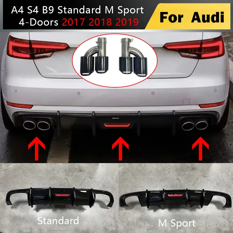 For Audi A4 S4 B9 Standard M Sport 4-Doors 2017 2018 2019 Rear Bumper Lip Spoiler Refit Diffuser Protector Exhaust Tailpipe
For Audi A4 S4 B9 Standard M Sport 4-Doors 2017 2018 2019 Rear Bumper Lip Spoiler Refit Diffuser Protector Exhaust Tailpipe
