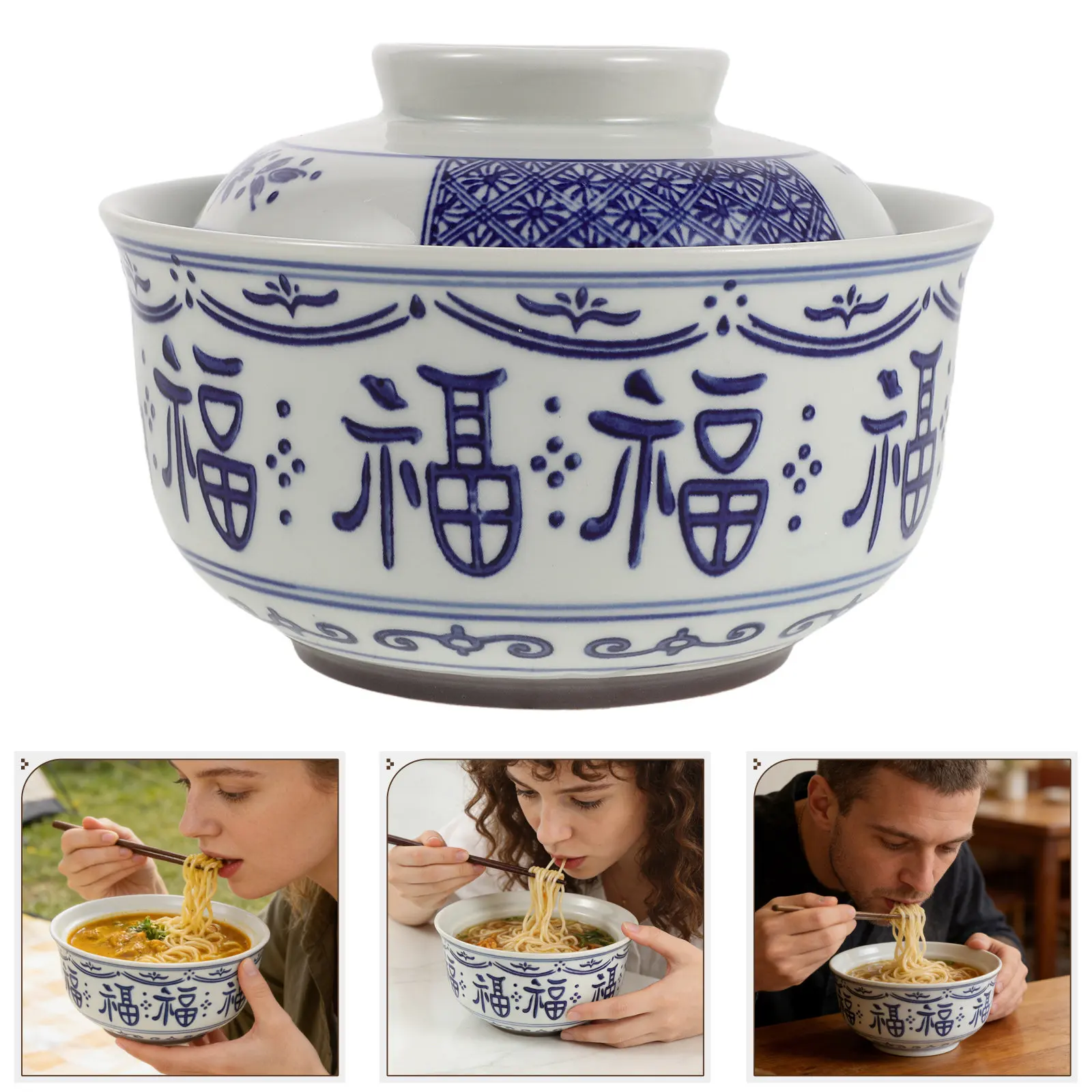 Chinese Traditional Porcelain Blue and White Soup Bowl Ramen Bowl with Lid Deep Ceramic Tableware for Soup Rice Porridge 6.5
Chinese Traditional Porcelain Blue and White Soup Bowl Ramen Bowl with Lid Deep Ceramic Tableware for Soup Rice Porridge 6.5