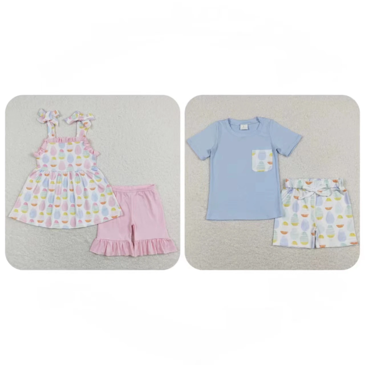 Wholesale Boutique Kids Easter Set Toddler Colorful Eggs Tops Shorts Children Spring Outfit Matching Baby Boy Girl Clothing
Wholesale Boutique Kids Easter Set Toddler Colorful Eggs Tops Shorts Children Spring Outfit Matching Baby Boy Girl Clothing