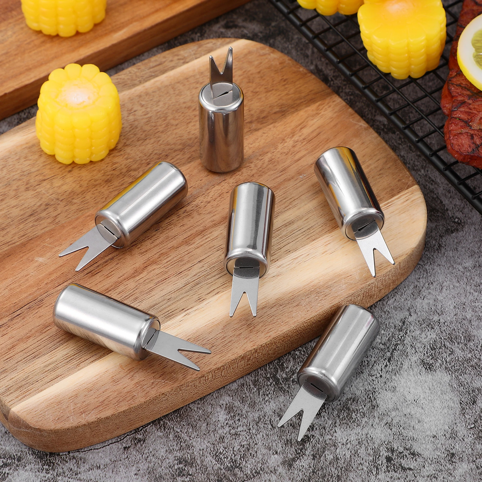 10pcs Stainless Steel Corn Forks BBQ Skewers Kitchen Gadgets Fruit Food Forks Cob Holder Plates Cutlery Travel Party
10pcs Stainless Steel Corn Forks BBQ Skewers Kitchen Gadgets Fruit Food Forks Cob Holder Plates Cutlery Travel Party