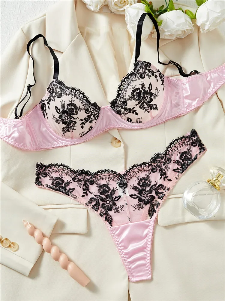Romantic Lingerie Sets Sexy Pink Floral Embroidery Underwire Lace Seamless Underwear See Through Sensual Exotic Bra Brief Sets
Romantic Lingerie Sets Sexy Pink Floral Embroidery Underwire Lace Seamless Underwear See Through Sensual Exotic Bra Brief Sets