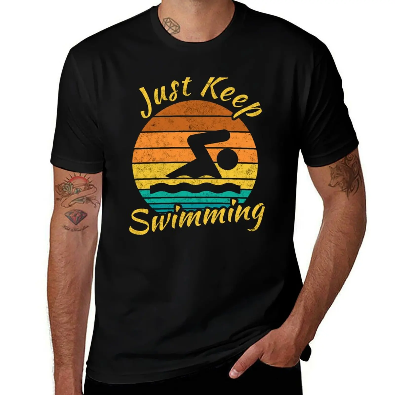 Just Keep Swimming Retro Vintage Sunset T-Shirt funny t shirts man man graphic t shirt t shirts for man slim fit T-shirt
Just Keep Swimming Retro Vintage Sunset T-Shirt funny t shirts man man graphic t shirt t shirts for man slim fit T-shirt