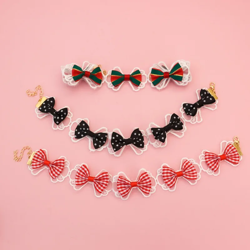 Pet Necklaces for Cats and Dogs, Christmas Decorations, Lace Polka Dot Checkered Bow, Retro and Cute, Adjustable
Pet Necklaces for Cats and Dogs, Christmas Decorations, Lace Polka Dot Checkered Bow, Retro and Cute, Adjustable