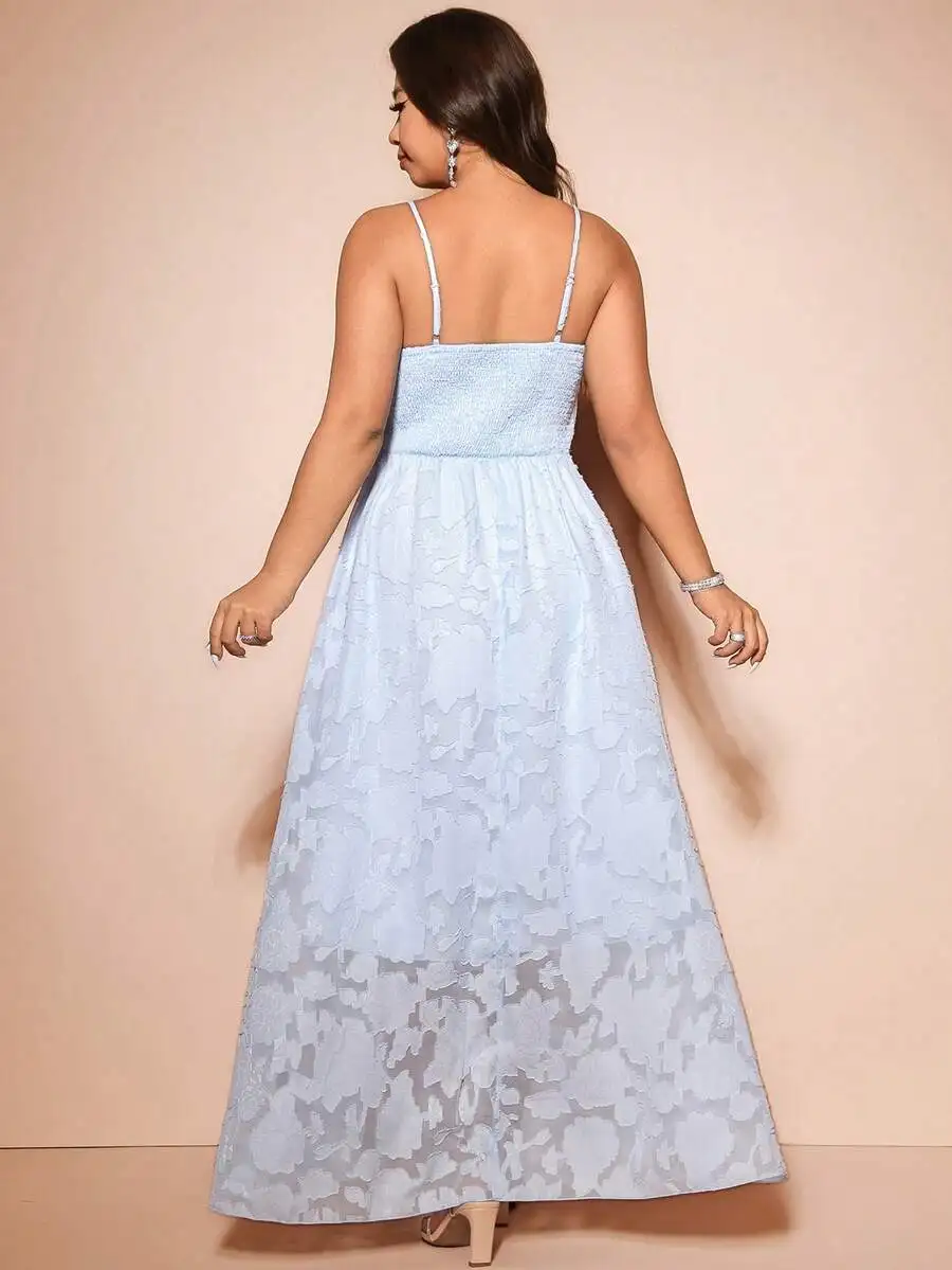 Plus Size Women Blue Floral Jacquard Chiffon Spaghetti Strap Maxi Dress Elegant Party Evening
Plus Size Women Blue Floral Jacquard Chiffon Spaghetti Strap Maxi Dress Elegant Party Evening