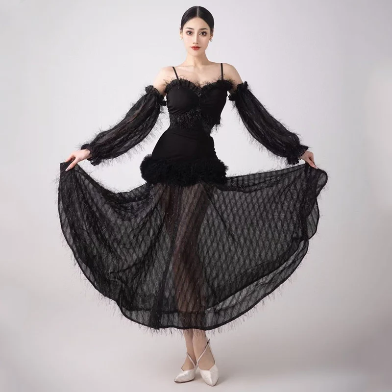 Waltz Ballroom Dance Dress Women Black Feather Tops Skirt Prom Club Practice Clothes Adult Competition Dress Stage Wear DNV19580
Waltz Ballroom Dance Dress Women Black Feather Tops Skirt Prom Club Practice Clothes Adult Competition Dress Stage Wear DNV19580