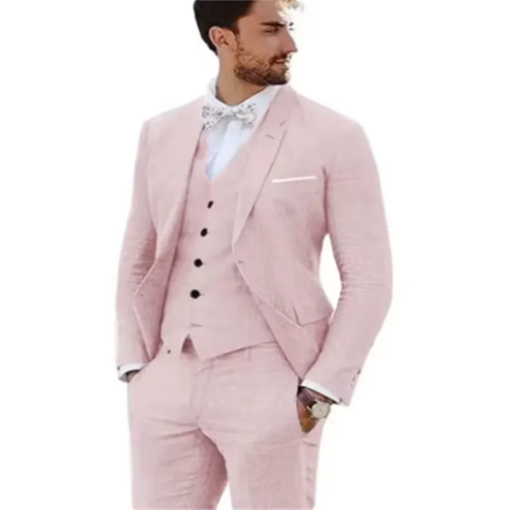 Casual Men's Linen Suits Regular Fit 3 Piece Tuxedos Notch Lapel Blazer Vest Pants for Evening Party Groomsmen Evening Party
Casual Men's Linen Suits Regular Fit 3 Piece Tuxedos Notch Lapel Blazer Vest Pants for Evening Party Groomsmen Evening Party