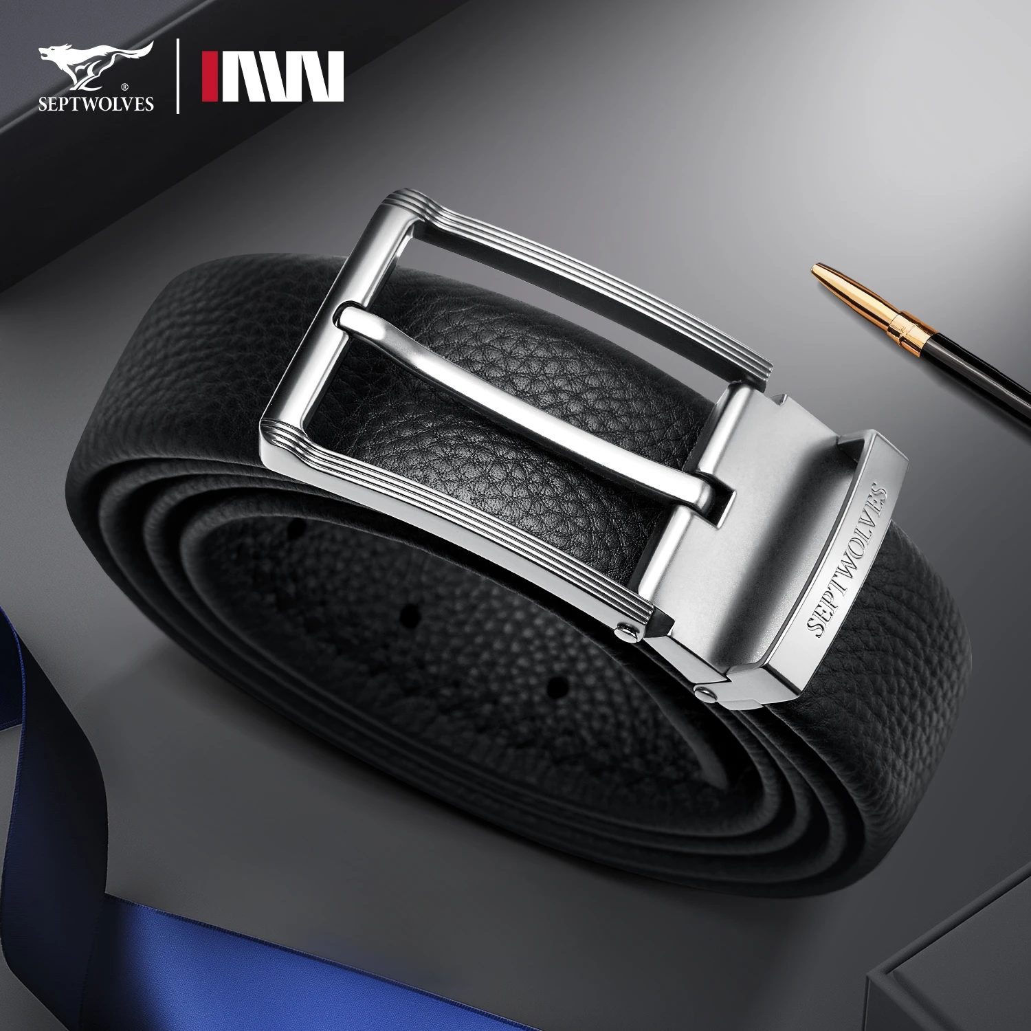 Septwolves Luxury Men Belt Cowhide Fashion Belts 3.4cm High-Quality Pin Clip Buckle With Box Father Lover Gift Business ремень
Septwolves Luxury Men Belt Cowhide Fashion Belts 3.4cm High-Quality Pin Clip Buckle With Box Father Lover Gift Business ремень