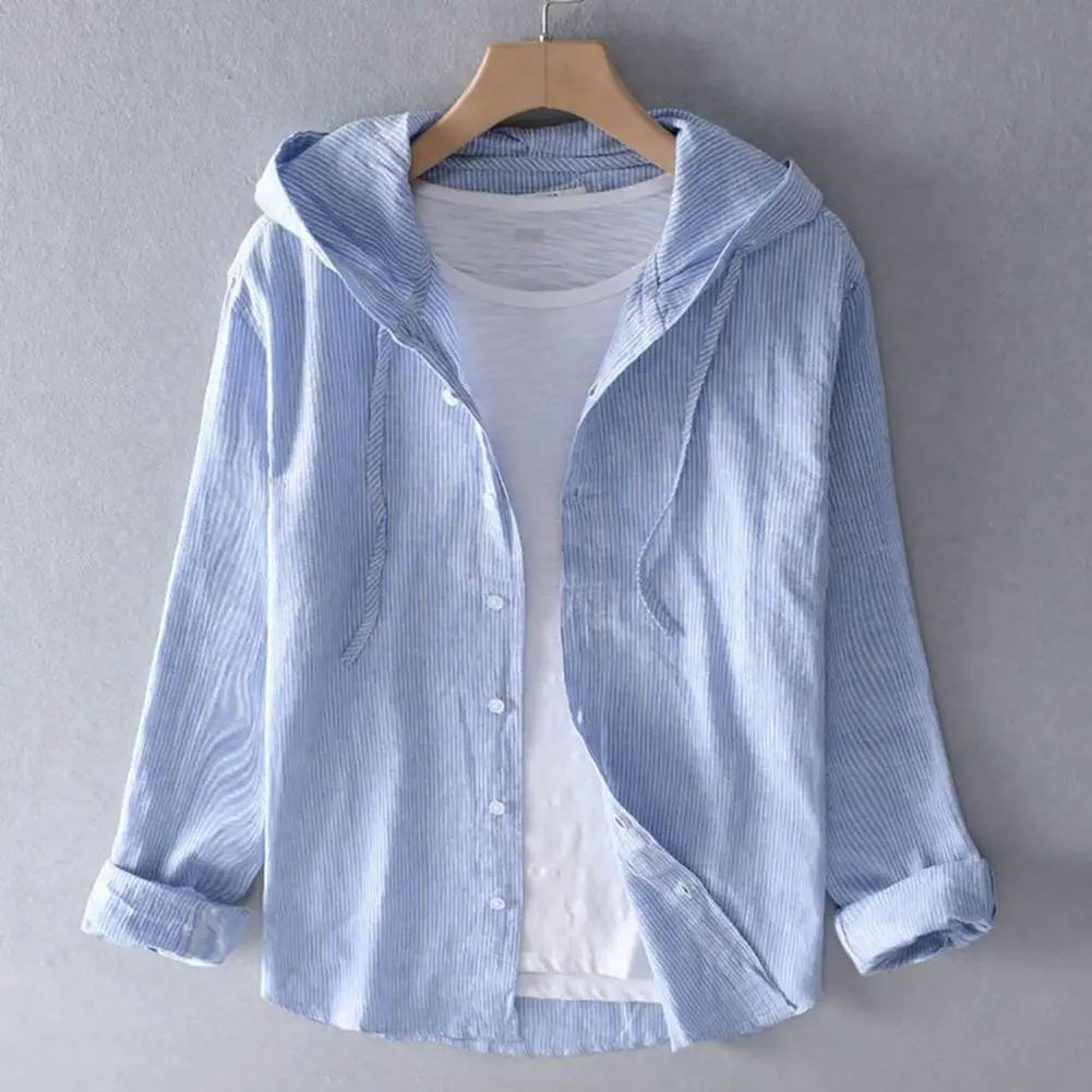 Men Striped Print Sun Protection Hooded Shirt Drawstring Summer Thin Long Sleeve Button-down Shirt Anti-UV Cardigan Shirt Coat
Men Striped Print Sun Protection Hooded Shirt Drawstring Summer Thin Long Sleeve Button-down Shirt Anti-UV Cardigan Shirt Coat