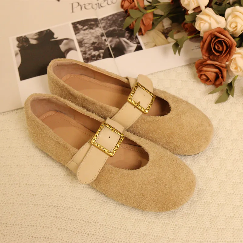 Leather Belt Buckle Flat Heel Casual Slip-On Women's Shoes Spring Season round Toe Lightweight Rubber Outsole Pig Skin Insole
Leather Belt Buckle Flat Heel Casual Slip-On Women's Shoes Spring Season round Toe Lightweight Rubber Outsole Pig Skin Insole