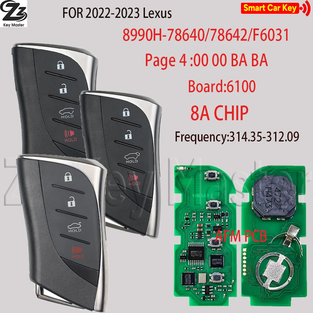 Умный автомобильный ключ Zz HYQ14FLC 6100 8A P4:BA BA 78640/78642/F6031 314/433MHZ для Lexus LX600 NX250 NX350 LS500 NX F LX RX 2022-2024
Умный автомобильный ключ Zz HYQ14FLC 6100 8A P4:BA BA 78640/78642/F6031 314/433MHZ для Lexus LX600 NX250 NX350 LS500 NX F LX RX 2022-2024