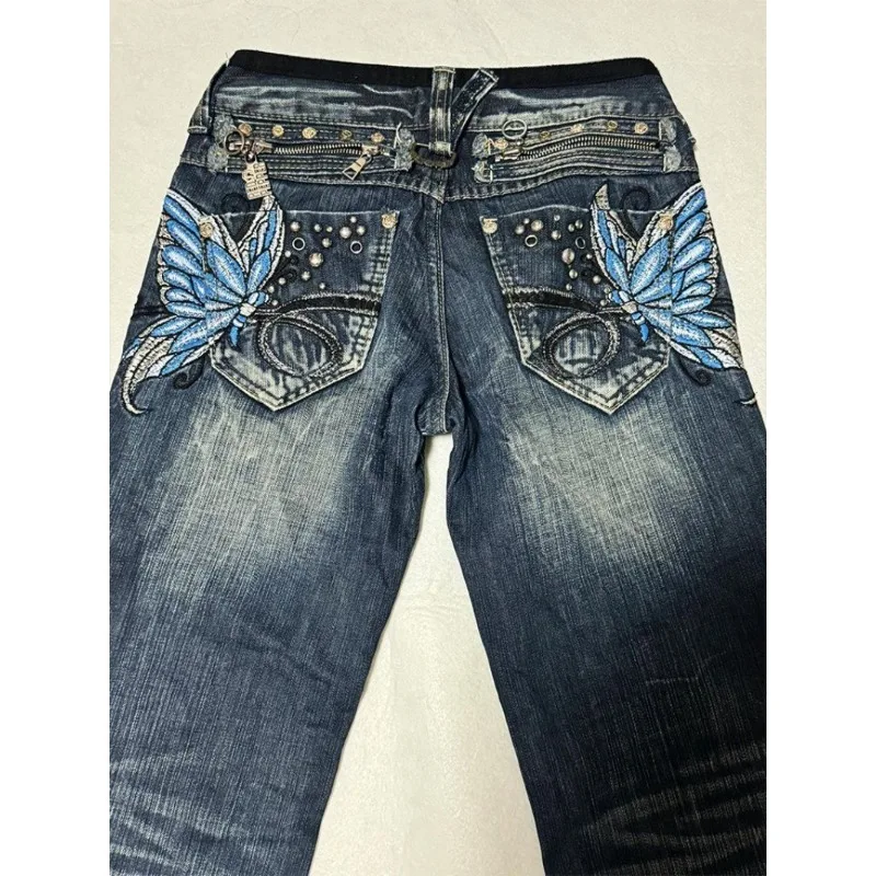Women American Retro Design Butterfly Embroidered Jeans Children Spice Girls Slim Slim Slim Low Waist Micro Flared Floor Pants
Women American Retro Design Butterfly Embroidered Jeans Children Spice Girls Slim Slim Slim Low Waist Micro Flared Floor Pants