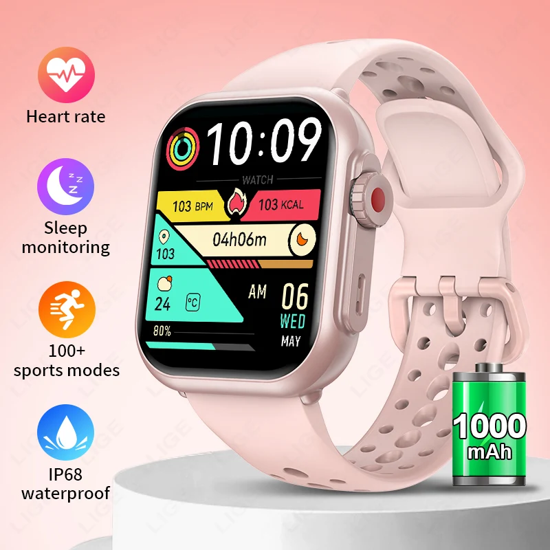 LIGE Новые 1000 мАч Смарт-часы с большой батареей 1,85 дюйма HD Bluetooth Call Мужские 100+ Спортивные часы с пульсометром Женские менструальные часы с трекером
LIGE Новые 1000 мАч Смарт-часы с большой батареей 1,85 дюйма HD Bluetooth Call Мужские 100+ Спортивные часы с пульсометром Женские менструальные часы с трекером