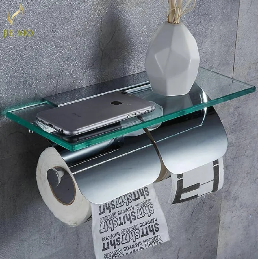 Glass Chrome polished finish Double Paper Holder Wall Mounted Bathroom Accessories Phone Rack Toilet Shelf Glass/brass Material
Glass Chrome polished finish Double Paper Holder Wall Mounted Bathroom Accessories Phone Rack Toilet Shelf Glass/brass Material