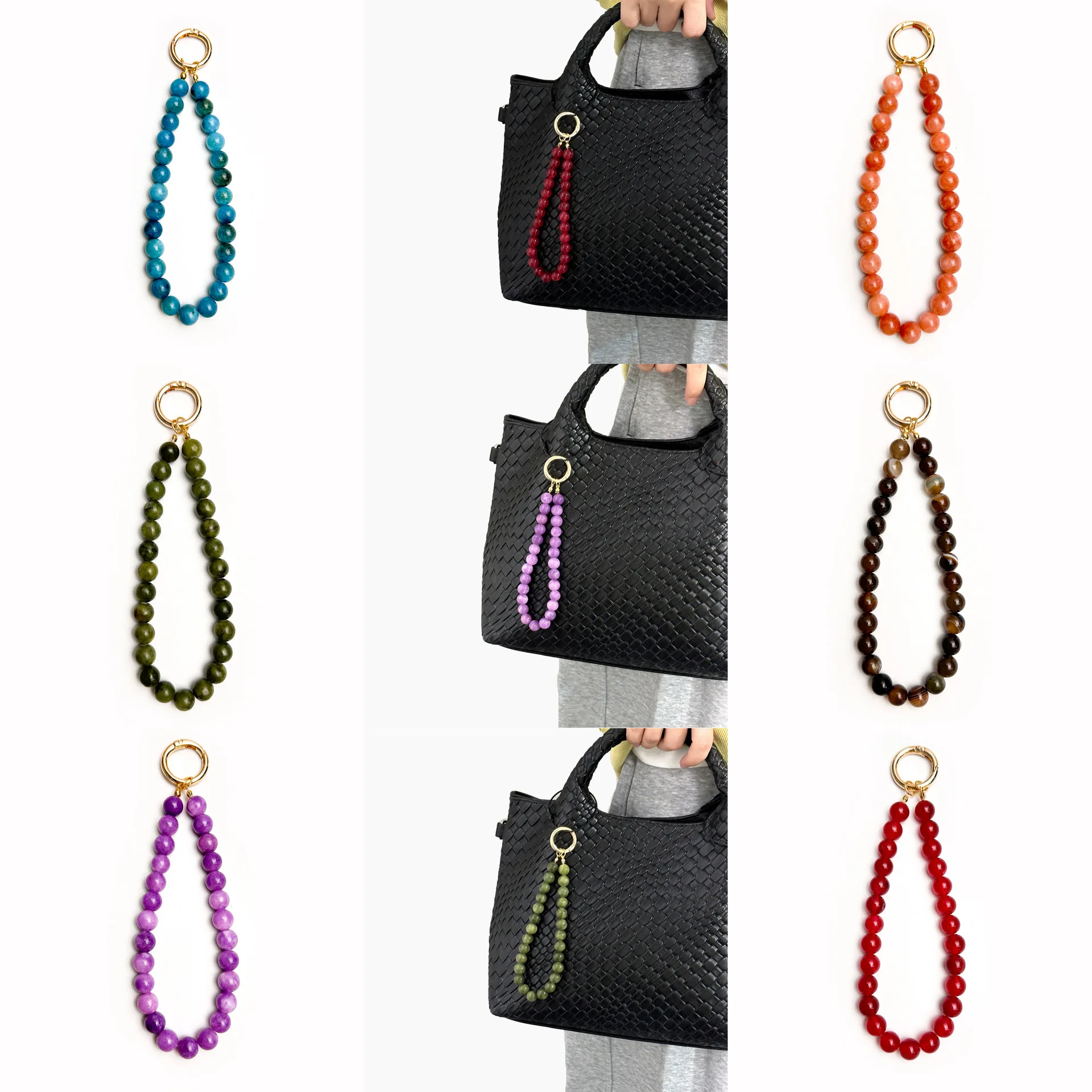 DIY Natural Stone Bag Hanging Charms Mobile Pendant Simple Design Color Blocking Multi Color Options Bag Accessories Decoration
DIY Natural Stone Bag Hanging Charms Mobile Pendant Simple Design Color Blocking Multi Color Options Bag Accessories Decoration