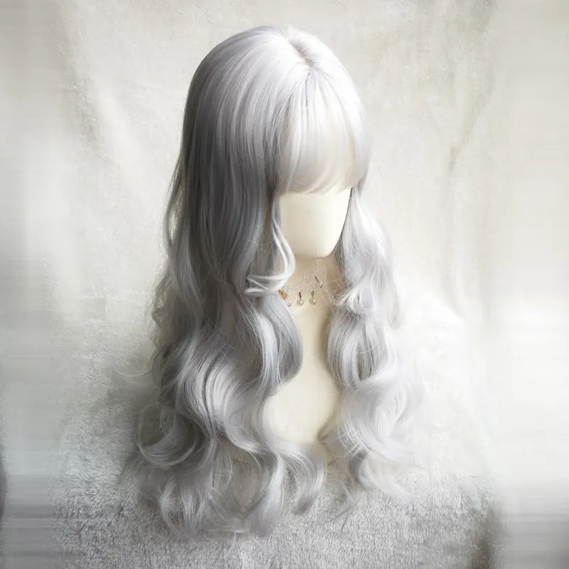 Silver-white wig female long curly hair big waves light color natural full head cover cos universal whole hair
Silver-white wig female long curly hair big waves light color natural full head cover cos universal whole hair