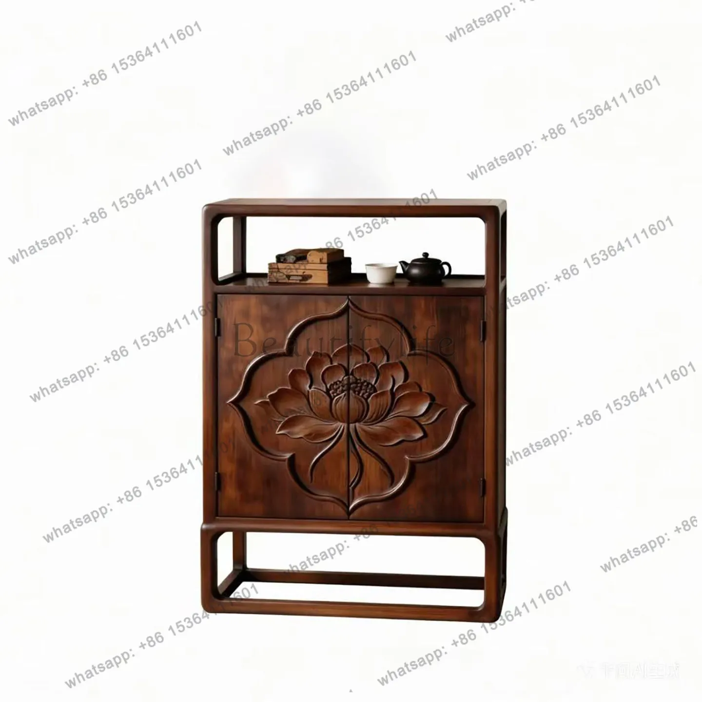 YJ new Chinese style North American black walnut dining side cabinet Song style aesthetic locker
YJ new Chinese style North American black walnut dining side cabinet Song style aesthetic locker