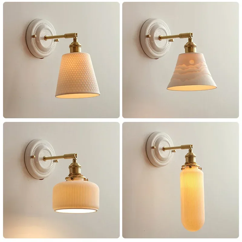 Modern LED Wall Lamp White Ceramic base For Bedroom Living Room Bedside lamp Copper material Nordic decorative wall lamps
Modern LED Wall Lamp White Ceramic base For Bedroom Living Room Bedside lamp Copper material Nordic decorative wall lamps