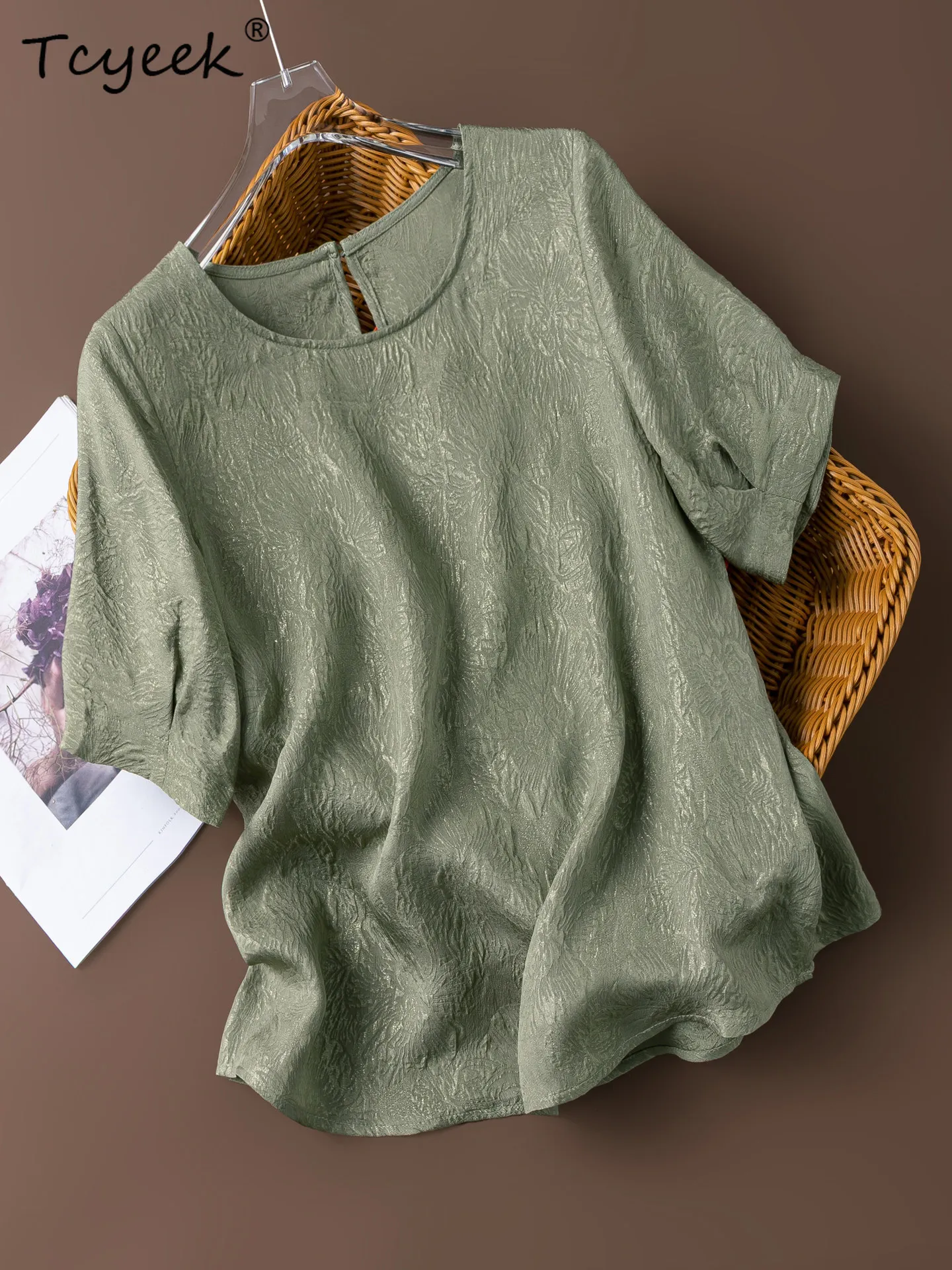 Tcyeek 100% Mulberry Silk T Shirt Women 2026 Summer Clothes Elegant Womens Tops Short Sleeve Tees O-neck Jacquard Блузка Женская
Tcyeek 100% Mulberry Silk T Shirt Women 2026 Summer Clothes Elegant Womens Tops Short Sleeve Tees O-neck Jacquard Блузка Женская