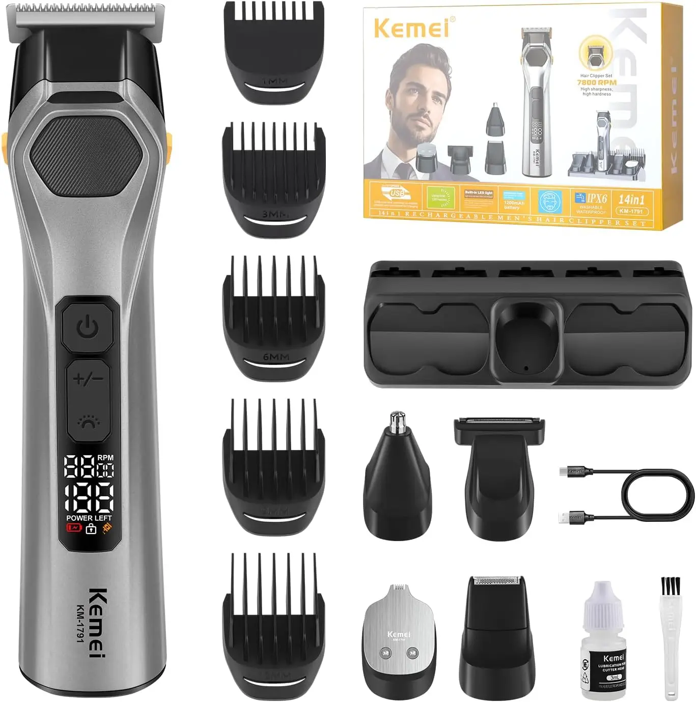 5-in-1 Cordless Grooming Kit for Men: Beard Trimmer, Nose Ear Trimmer, Facial Set with Sideburn and Eyebrow Tool
5-in-1 Cordless Grooming Kit for Men: Beard Trimmer, Nose Ear Trimmer, Facial Set with Sideburn and Eyebrow Tool