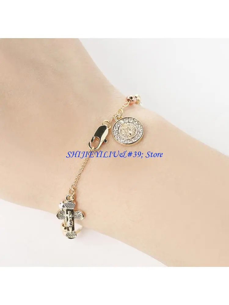 E21F Rose Gold Guadalupe Crucifix Link Bracelet Catholic Faith Inspired Wrist Jewelry Catholic Metal Bracelet With Crucifix
E21F Rose Gold Guadalupe Crucifix Link Bracelet Catholic Faith Inspired Wrist Jewelry Catholic Metal Bracelet With Crucifix