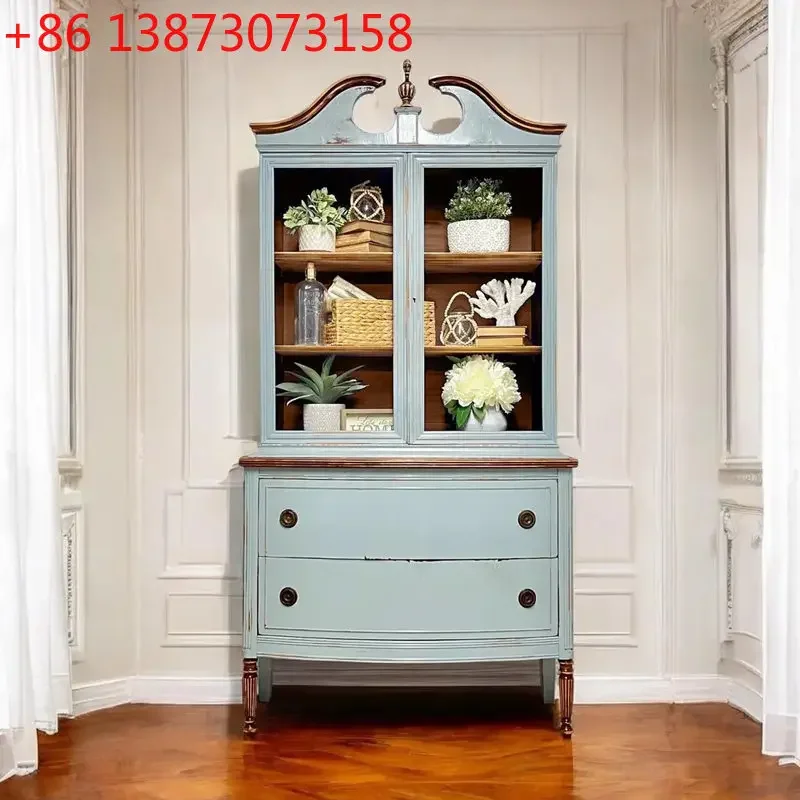 French retro old wine cabinet villa restaurant side cabinet American country solid wood display glass door bookcase
French retro old wine cabinet villa restaurant side cabinet American country solid wood display glass door bookcase