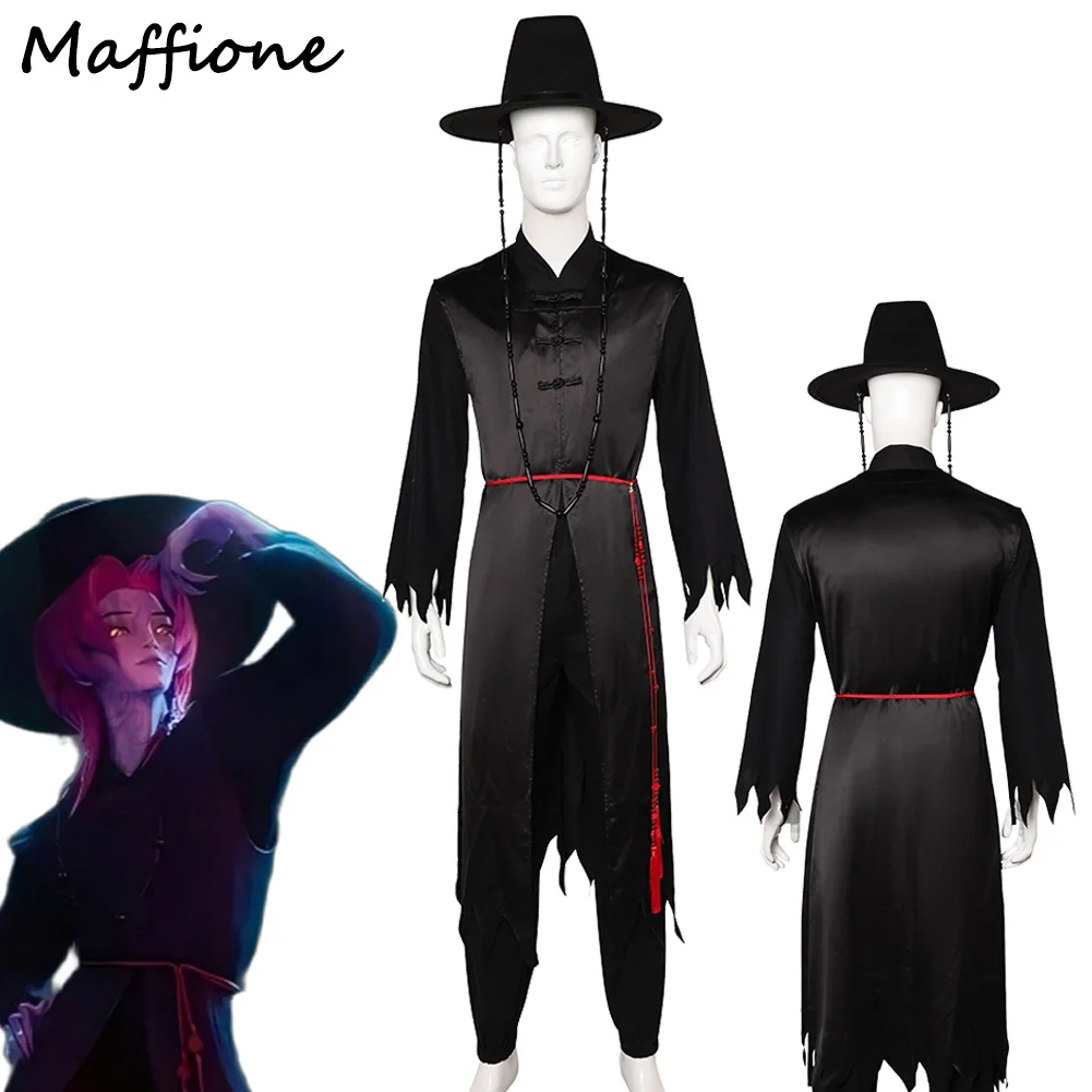Saja Boys Jinu Uniform Cartoon Demon Cos Hunter of KPop Cosplay Costume Men Black Outfits Headgear Hat Red Belt Set Halloween
Saja Boys Jinu Uniform Cartoon Demon Cos Hunter of KPop Cosplay Costume Men Black Outfits Headgear Hat Red Belt Set Halloween