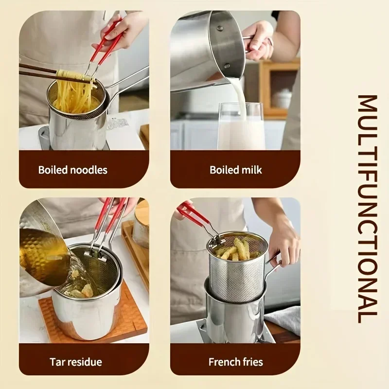 Stainless Steel Deep Fryer with Frying Basket Multifunctional Small Pot Kitchen Specific Frying Chicken and Other Cooking Tools
Stainless Steel Deep Fryer with Frying Basket Multifunctional Small Pot Kitchen Specific Frying Chicken and Other Cooking Tools