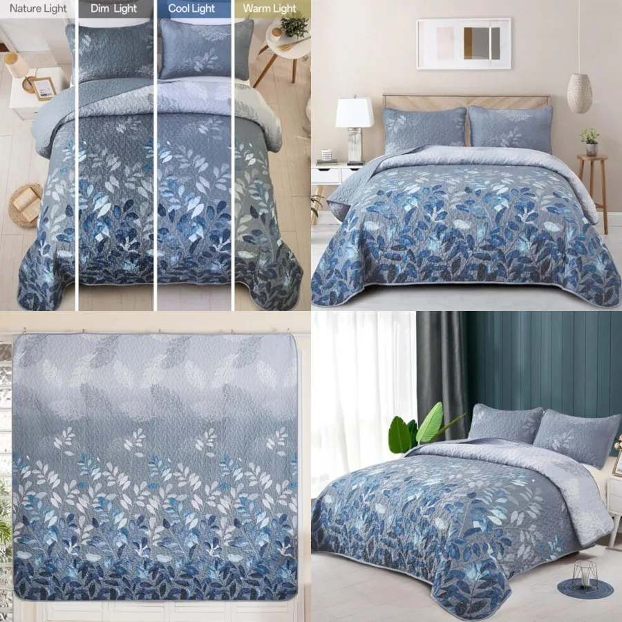 Floral Quilt Set California King, 3 Pieces Botancal Leaves Bedspread Coverlet Set with 2 Pillowcases for All Season, Soft Micro
Floral Quilt Set California King, 3 Pieces Botancal Leaves Bedspread Coverlet Set with 2 Pillowcases for All Season, Soft Micro
