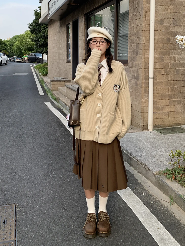 Tokyo Annual Record JK College Style Brown Lazy Loose Knitted Cardigan Sweater Coat Two-Piece Set with Half Skirt for Women
Tokyo Annual Record JK College Style Brown Lazy Loose Knitted Cardigan Sweater Coat Two-Piece Set with Half Skirt for Women