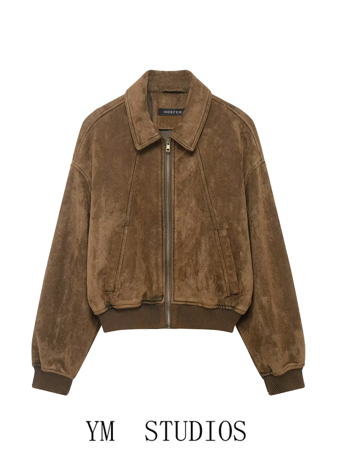 Women's Retro Suede Short Jacket Loose Fit Zipper Closure Flip Collar Outerwear Polyester Fiber Long Sleeve Spring Season
Women's Retro Suede Short Jacket Loose Fit Zipper Closure Flip Collar Outerwear Polyester Fiber Long Sleeve Spring Season