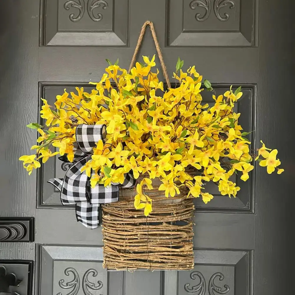 Outdoor Flower Basket Decor Summer Artificial Flowers for Front Door Rustic Rattan Hanging Basket Wreath for Home Porch Entryway
Outdoor Flower Basket Decor Summer Artificial Flowers for Front Door Rustic Rattan Hanging Basket Wreath for Home Porch Entryway