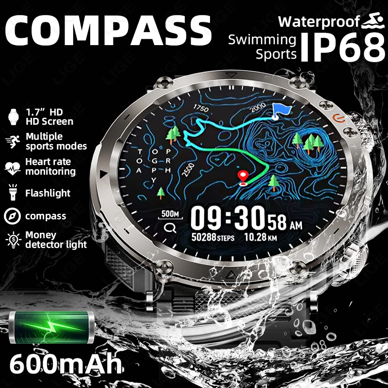 Мужские умные часы LIGE Outdoor Military с 1,7-дюймовым экраном, фонариком, Bluetooth-вызовами, монитором сердечного ритма, совместимые с Android и IOS.
Мужские умные часы LIGE Outdoor Military с 1,7-дюймовым экраном, фонариком, Bluetooth-вызовами, монитором сердечного ритма, совместимые с Android и IOS.