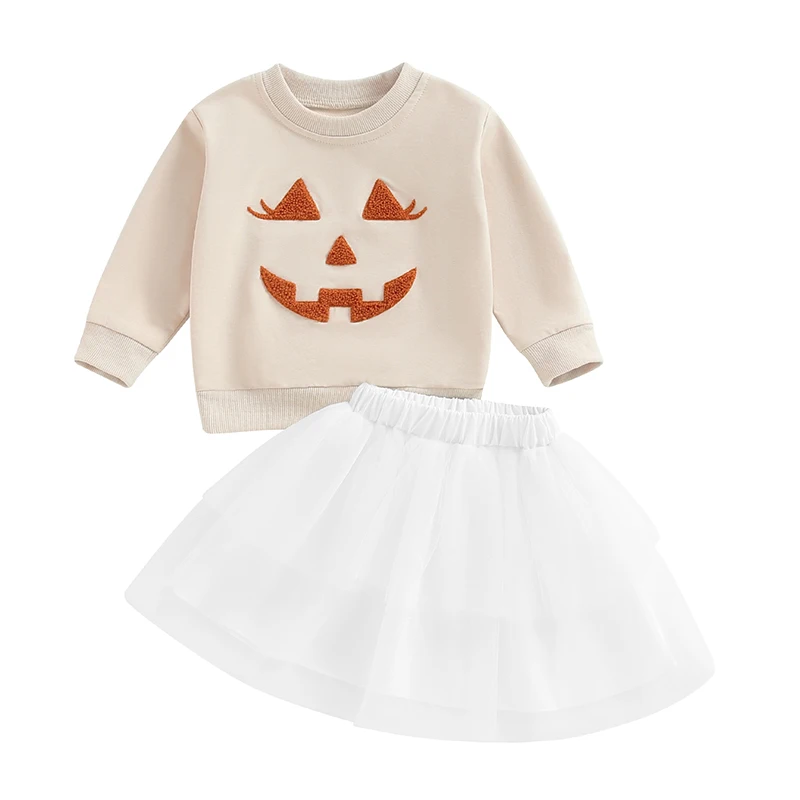 2-Piece Toddler Girls Halloween Set Long Sleeve Pumpkin Embroidered Sweatshirt Gauze Skirt Outfits
2-Piece Toddler Girls Halloween Set Long Sleeve Pumpkin Embroidered Sweatshirt Gauze Skirt Outfits