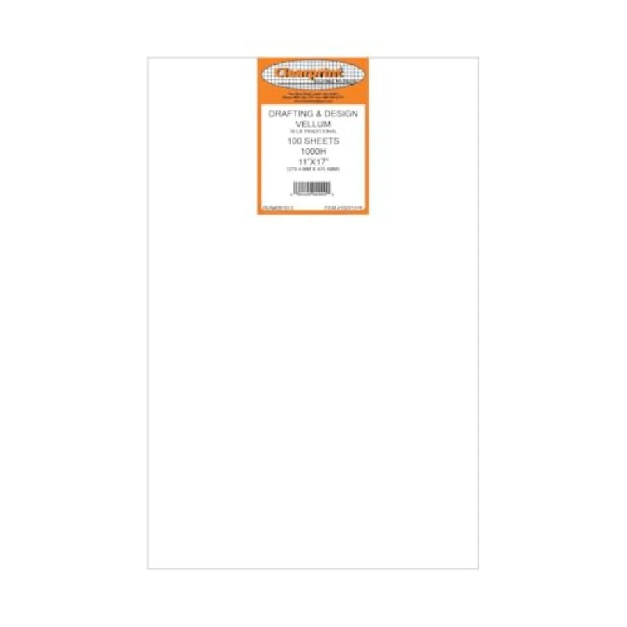 11" x 17" 1000H Design Vellum Sheets, 16 lb., 100% Cotton, 100 Sheets Per Pack, 1 Each
11" x 17" 1000H Design Vellum Sheets, 16 lb., 100% Cotton, 100 Sheets Per Pack, 1 Each