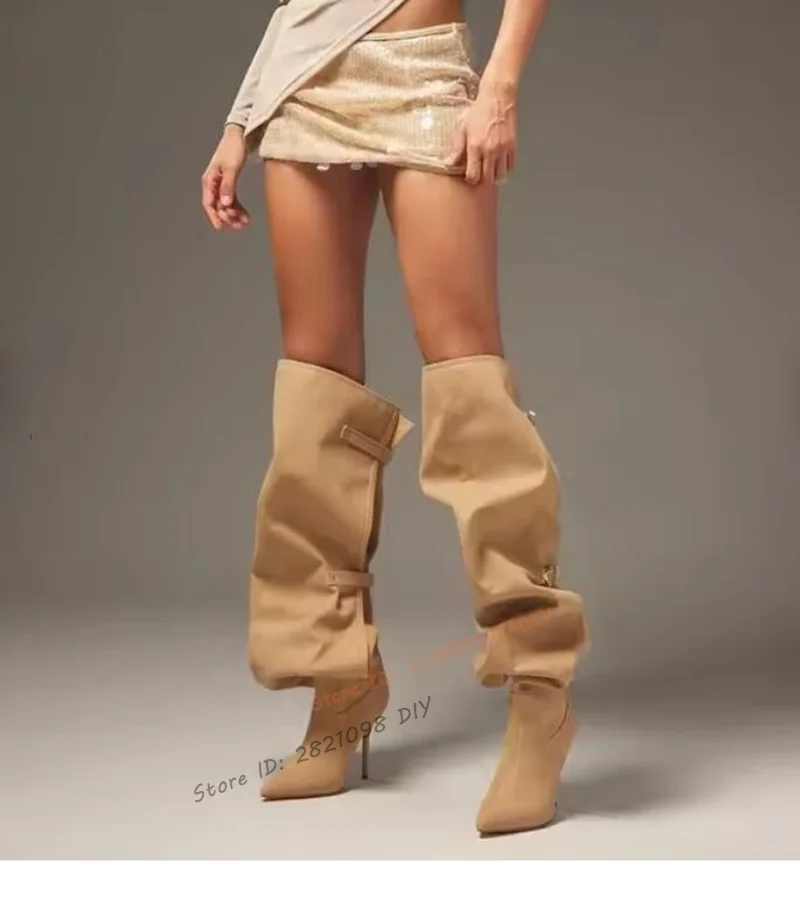 Leather Pointed Toe Slouchy Knee Length High Heel Boots Women's Shoes Belt Buckle Solid Color Hollow Out Boots Pleated Long Boot
Leather Pointed Toe Slouchy Knee Length High Heel Boots Women's Shoes Belt Buckle Solid Color Hollow Out Boots Pleated Long Boot