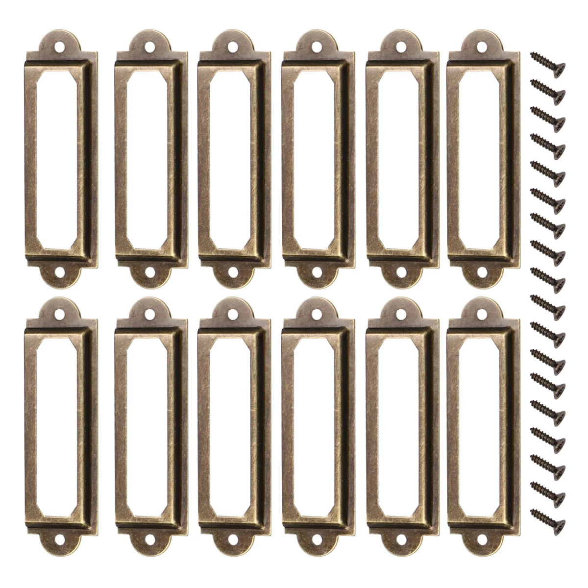 25 Pcs Retro Metal File Drawer Tag Labels Pull Labels Holder Tag Holder Drawer Accessories with 50pcs Screws for Cabinet Drawer
25 Pcs Retro Metal File Drawer Tag Labels Pull Labels Holder Tag Holder Drawer Accessories with 50pcs Screws for Cabinet Drawer