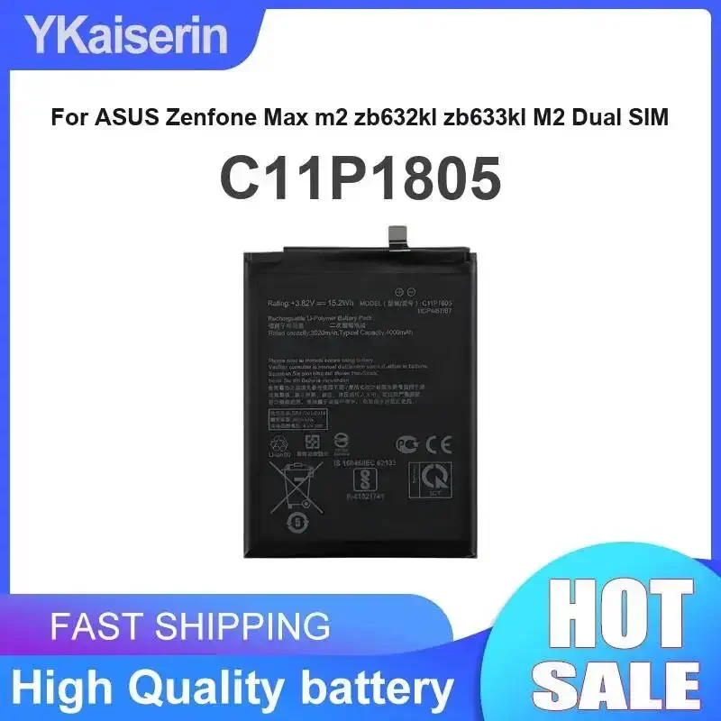 High-Capacity For Asus Zenfone Max m2 zb632kl zb633kl M2 Dual Sim Long Lasting Mobile Phone Battery C11P1805
High-Capacity For Asus Zenfone Max m2 zb632kl zb633kl M2 Dual Sim Long Lasting Mobile Phone Battery C11P1805