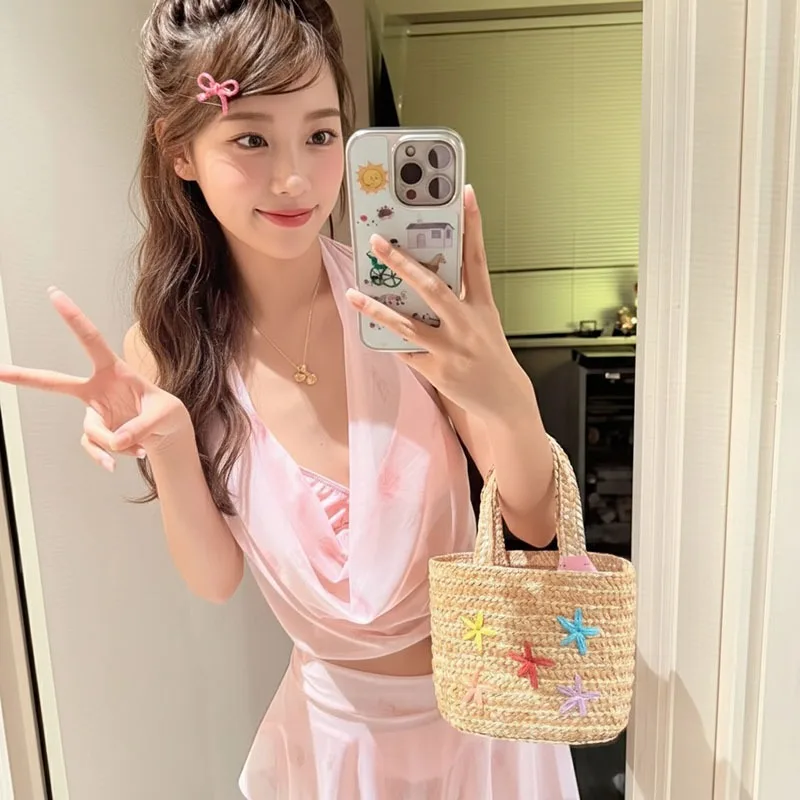 Women Halter Neck Split Skirt Swimsuit Sheer Mesh Fairy Hot Girl Pure Desire Slim Fit for Small Chest Hot Spring Beach Swimwear
Women Halter Neck Split Skirt Swimsuit Sheer Mesh Fairy Hot Girl Pure Desire Slim Fit for Small Chest Hot Spring Beach Swimwear