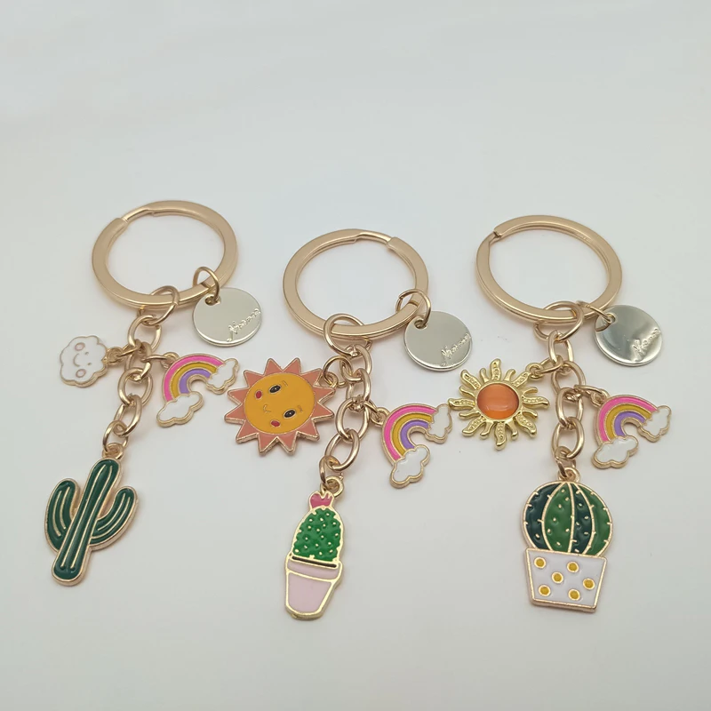 Cute Enamel Keychain Sun Rainbow Cloud Cactus Key Ring Plant Key Chains For Women Men Handbag Accessorie DIY Jewelry Gifts 
Cute Enamel Keychain Sun Rainbow Cloud Cactus Key Ring Plant Key Chains For Women Men Handbag Accessorie DIY Jewelry Gifts