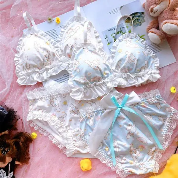 Girl Lingerie Sanrio Cinnamoroll Pattern Women's Sweet Cute Breathable Lace Bow Slimming No Underwire Retraction Bra Cover Set
Girl Lingerie Sanrio Cinnamoroll Pattern Women's Sweet Cute Breathable Lace Bow Slimming No Underwire Retraction Bra Cover Set