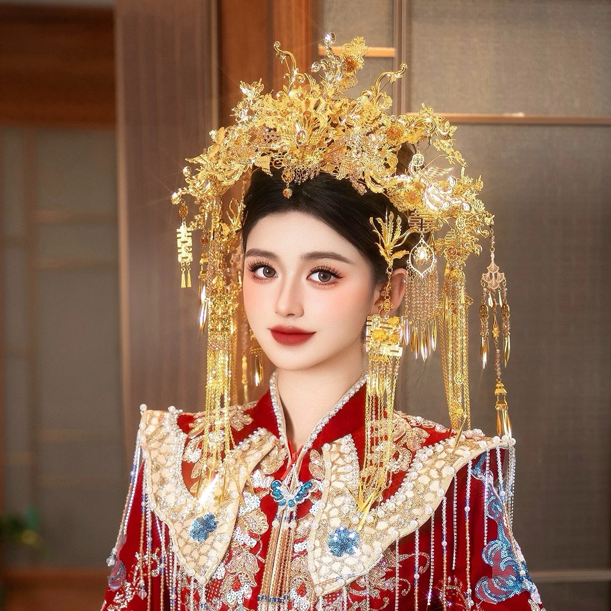 Exquisite Luxury Ancient Costume Hanfu Phoenix Hair Crown Chinese Wedding Dragon and Phoenix Traditional Bride Hair Accessories
Exquisite Luxury Ancient Costume Hanfu Phoenix Hair Crown Chinese Wedding Dragon and Phoenix Traditional Bride Hair Accessories